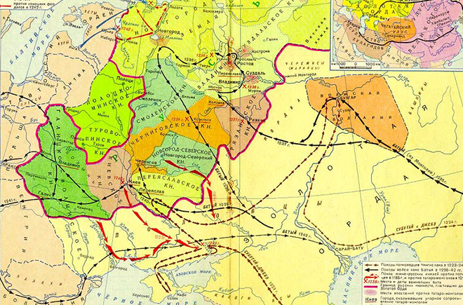 Карта завоеваний Батыя
