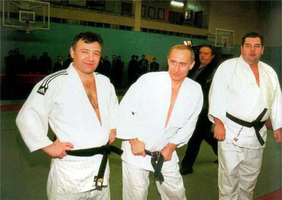 Аркадий Ротенберг и Владимир Путин на тренировке