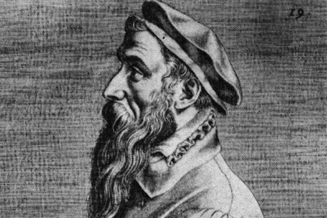 Портрет Питера Брейгеля работы Доминика Лампсония, 1572 год