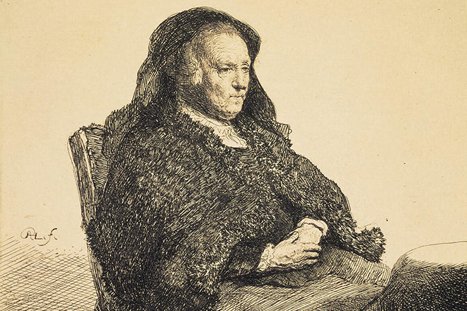 Гравюра Рембрандта «Портрет матери»