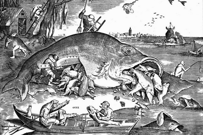 Картина Питера Брейгеля «Большие рыбы поедают малых»