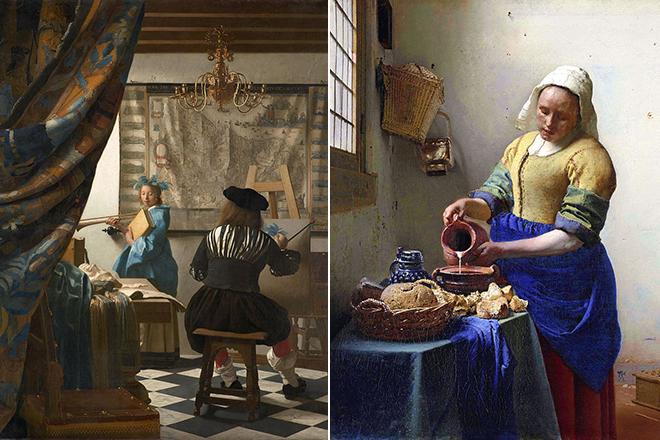 Картины Яна Вермеера «Мастерская художника» и «Молочница»