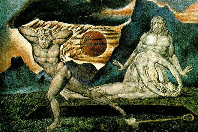 Картина Уильяма Блейка «Адам и Ева находят тело Авеля»