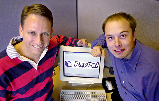 Питер Тиль и Илон Маск в компании «PayPal»
