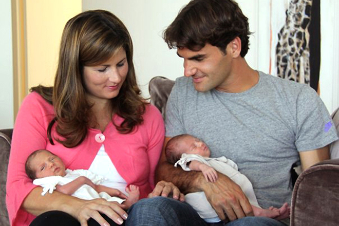 Роджер Федерер с женой и детьми