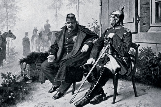 Наполеон III в плену у Бисмарка в 1870 году