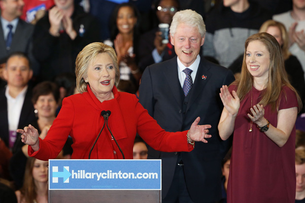 Хиллари Клинтон с мужем и дочерью Челси