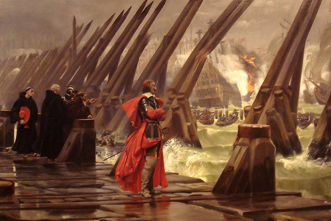 Картина «Кардинал Ришелье на осаде Ла-Рошели», художник Анри Мотте