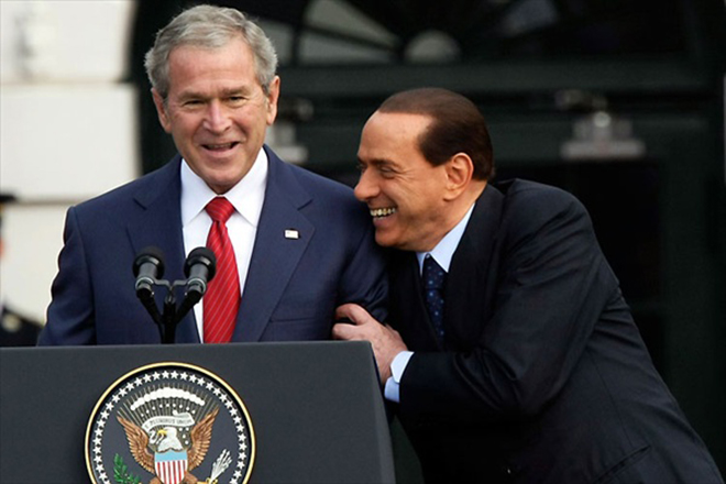 Сильвио Берлускони и Джордж Буш