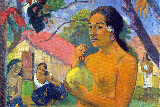 Картина Поля Гогена «Женщина, держащая плод»
