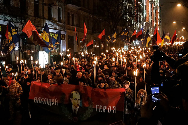 Факельный марш в честь годовщины дня рождения Степана Бандеры
