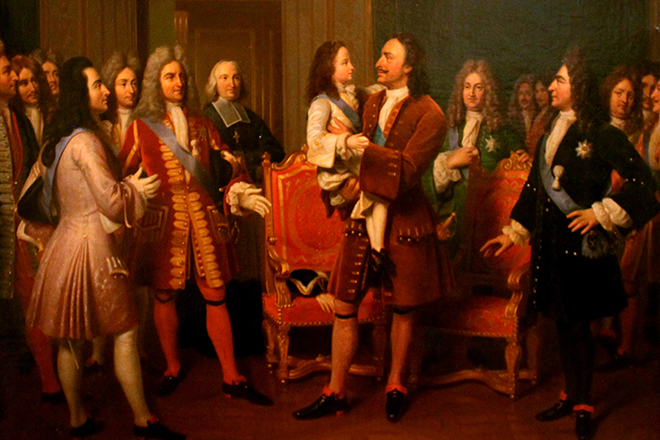Людовик XV на руках у Петра I