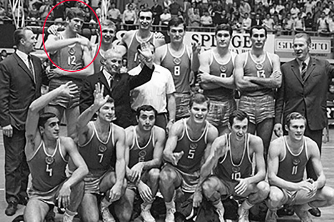 Сергей Коваленко в сборной СССР на XVI чемпионате Европы по баскетболу в Неаполе в 1969 году