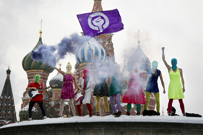 Мария Алёхина и группа Pussy Riot на Красной площади