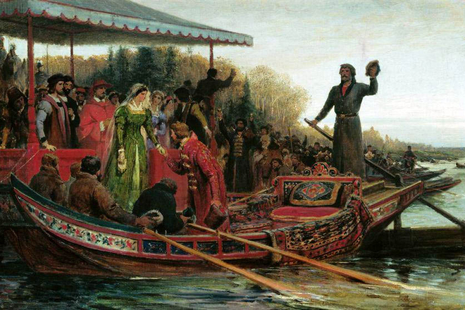 Встреча царевны Софьи Палеолог псковскими посадниками и боярами в устье Эмбаха на Чудском озере