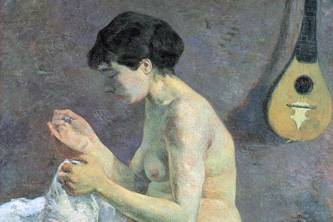 Картина Поля Гогена «Шьющая женщина»