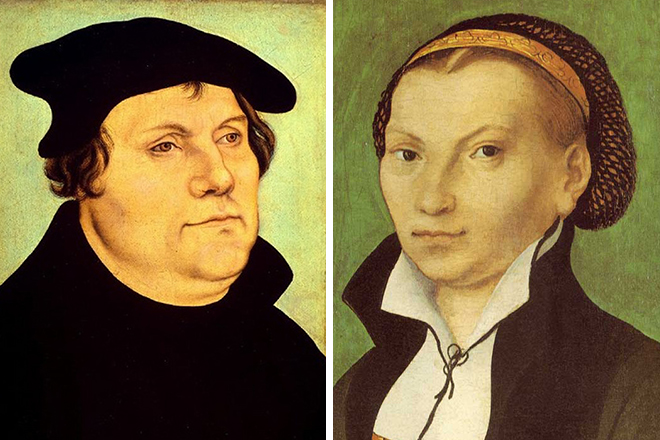 Мартин Лютер с женой