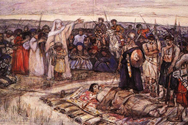 «Княгиня Ольга встречает тело князя Игоря», художник Василий Суриков