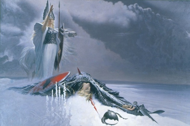 Картина Константина Васильева «Валькирия над сраженным воином»