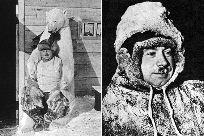 Иван Папанин на Северном полюсе