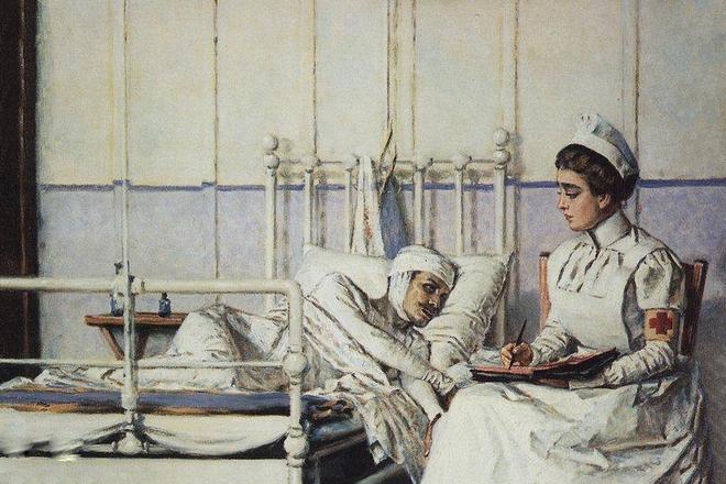 Лидия Андреевская в образе медсестры на картине Василия Верещагина «Письмо»