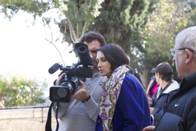 Анастасия Цветаева на съемках фильма «Иерусалимский синдром»