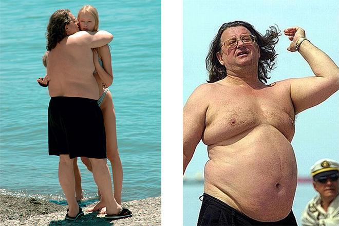 Александр Градский с женой на пляже