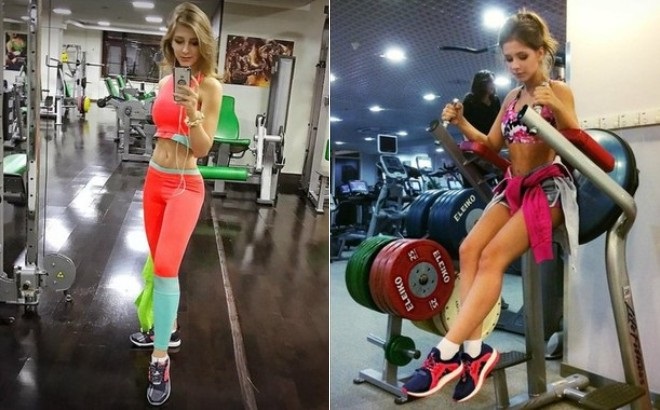 Лиза Арзамасова в спортзале