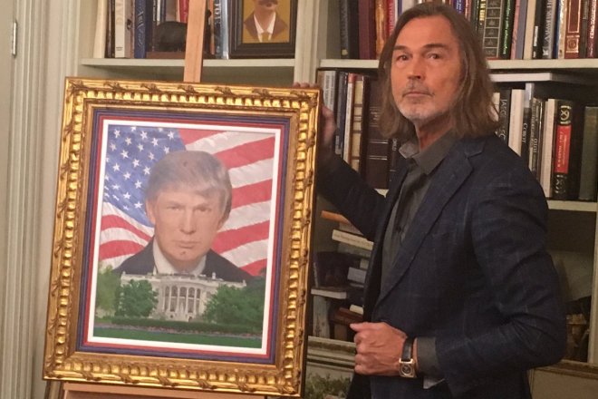 Никас Сафронов с портретом Дональда Трампа