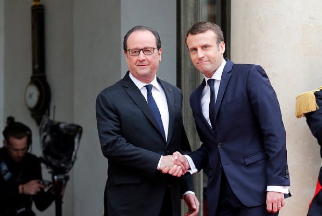 Франсуа Олланд и Эммануэль Макрон