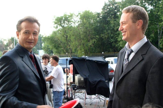 Андрей Градов и Олег Штефанко на съемках фильма 