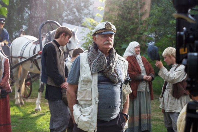 Никита Михалков на съемочной площадке фильма 
