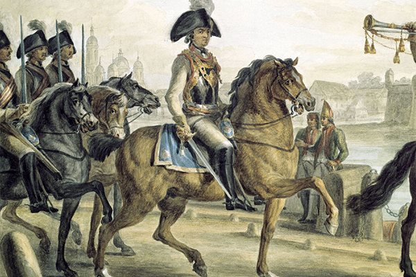 Князь Потемкин-Таврический с кавалерийским отрядом на набережной Невы