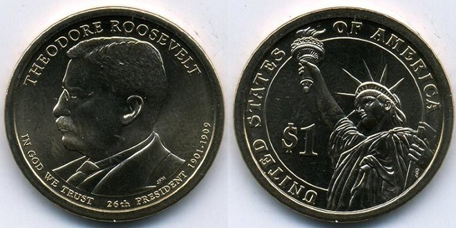Доллар с изображением Теодора Рузвельта