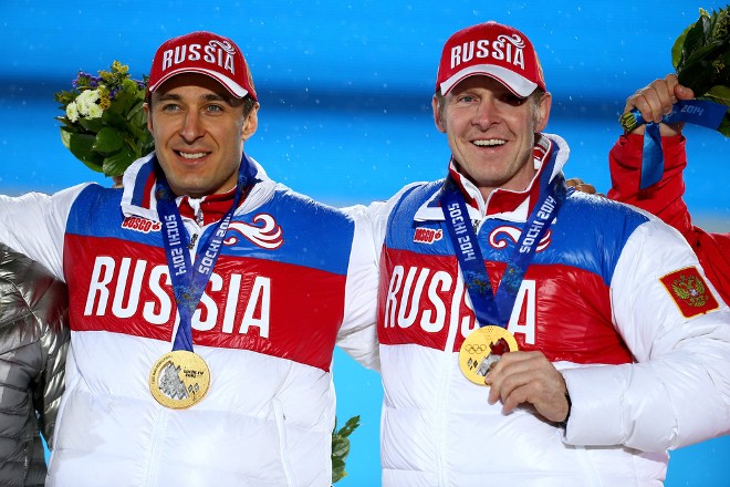 Алексей Воевода и Александр Зубков на Олимпиаде в Сочи