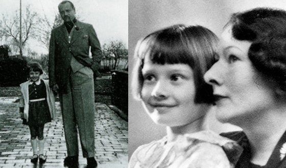 Одри Хепбёрн с отцом и матерью