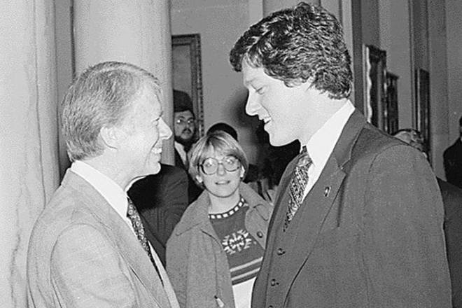 Президент США Джимми Картер и губернатор Арканзаса Билл Клинтон, 1978 год